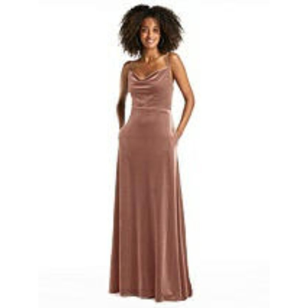 NWT Dessy After Six Velvet Long Bridesmaid Dress Rose Size 6